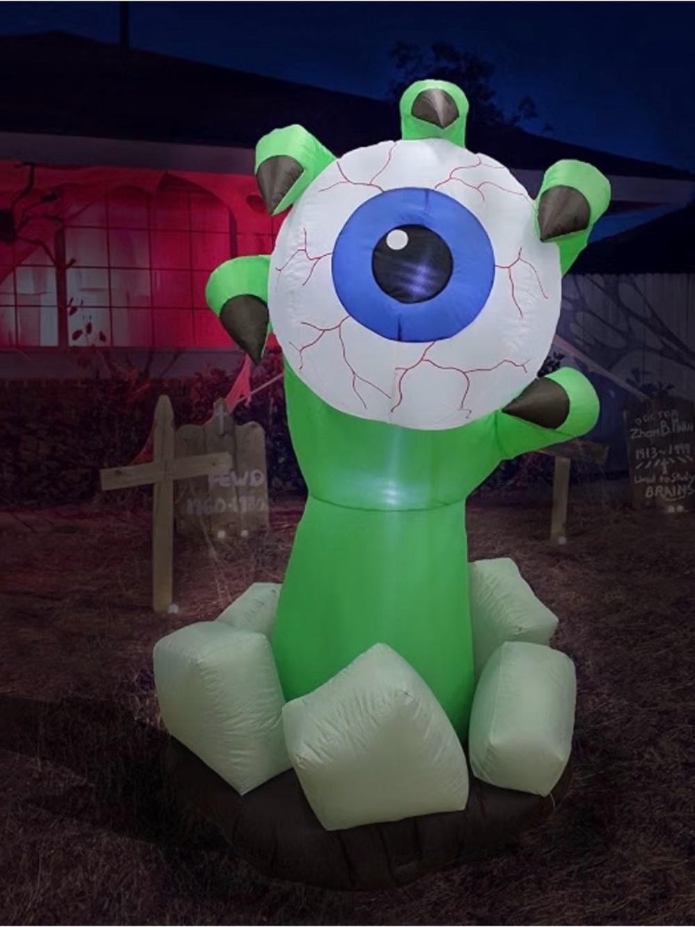 6ft Inflatable Green Monster Hand with Eyeball - Halloween Decoration